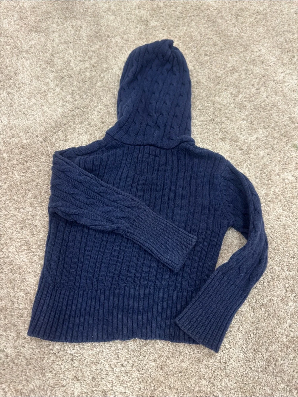 Mid 2000s Girls' Toddler Prep Levi's Navy Hooded Cable Knit Cardigan Sweater